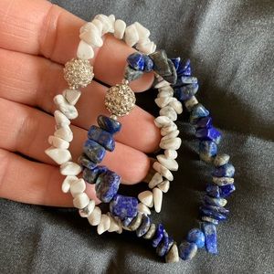 New! Two pair of genuine gemstone chip Stretch bracelets.